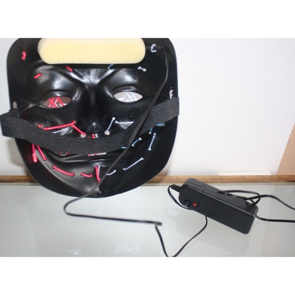 Costume Halloween Face Mask The Purge LED Light Up 3 Speed Clubbing Party Fun - Picture 3 of 4